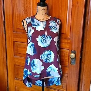 SimplyVera Vera Wang Floral Mesh Cutout Tank Top